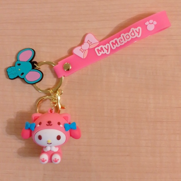 🆕 Sanrio My Melody Bear Suit Figurine Keychain Bag Clip - Picture 1 of 10